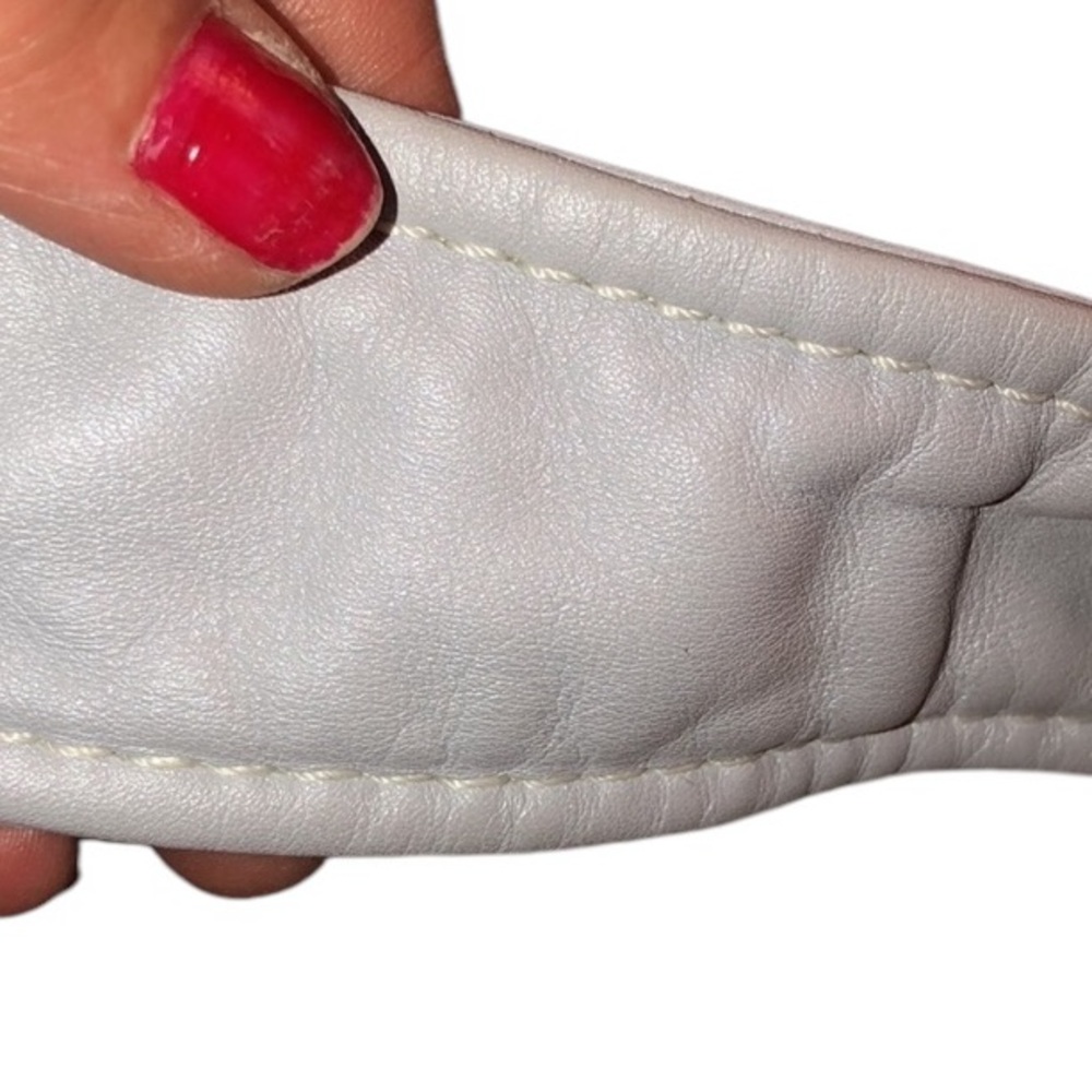 COACH OP ART shades of blue & white canvas with leather trim silver hardware - Picture 14 of 16